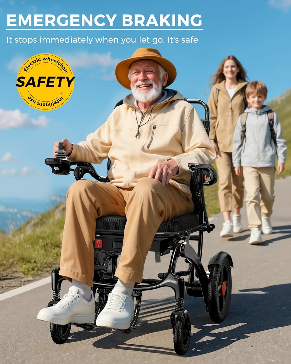 Ultra Lightweight Foldable Electric Wheelchair – 18+ Mile Range, Carbon Fibre & Aluminium Frame, Portable All-Terrain Power Chair
