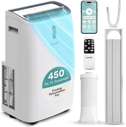 12,000 BTU WiFi Smart Portable Air Conditioner – Cooling, Fan & Dehumidifier, 24hr Timer, Remote, Window Kit
