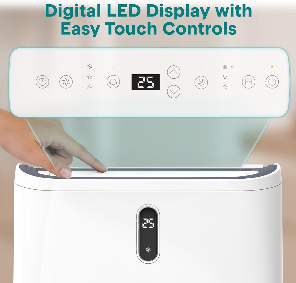 12,000 BTU WiFi Smart Portable Air Conditioner – Cooling, Fan & Dehumidifier, 24hr Timer, Remote, Window Kit