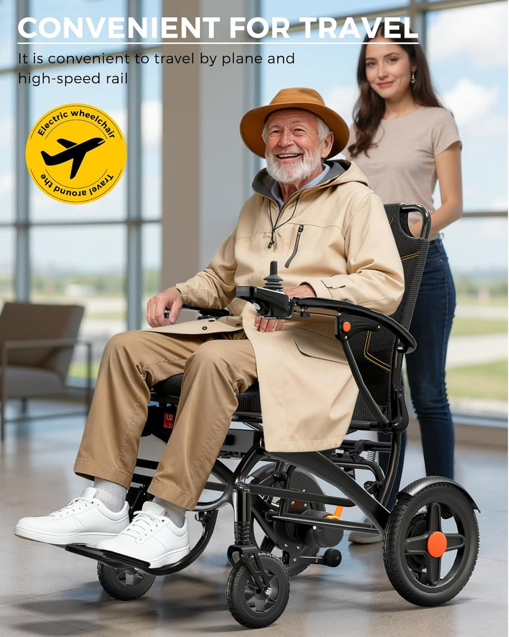 Ultra Lightweight Foldable Electric Wheelchair – 18+ Mile Range, Carbon Fibre & Aluminium Frame, Portable All-Terrain Power Chair