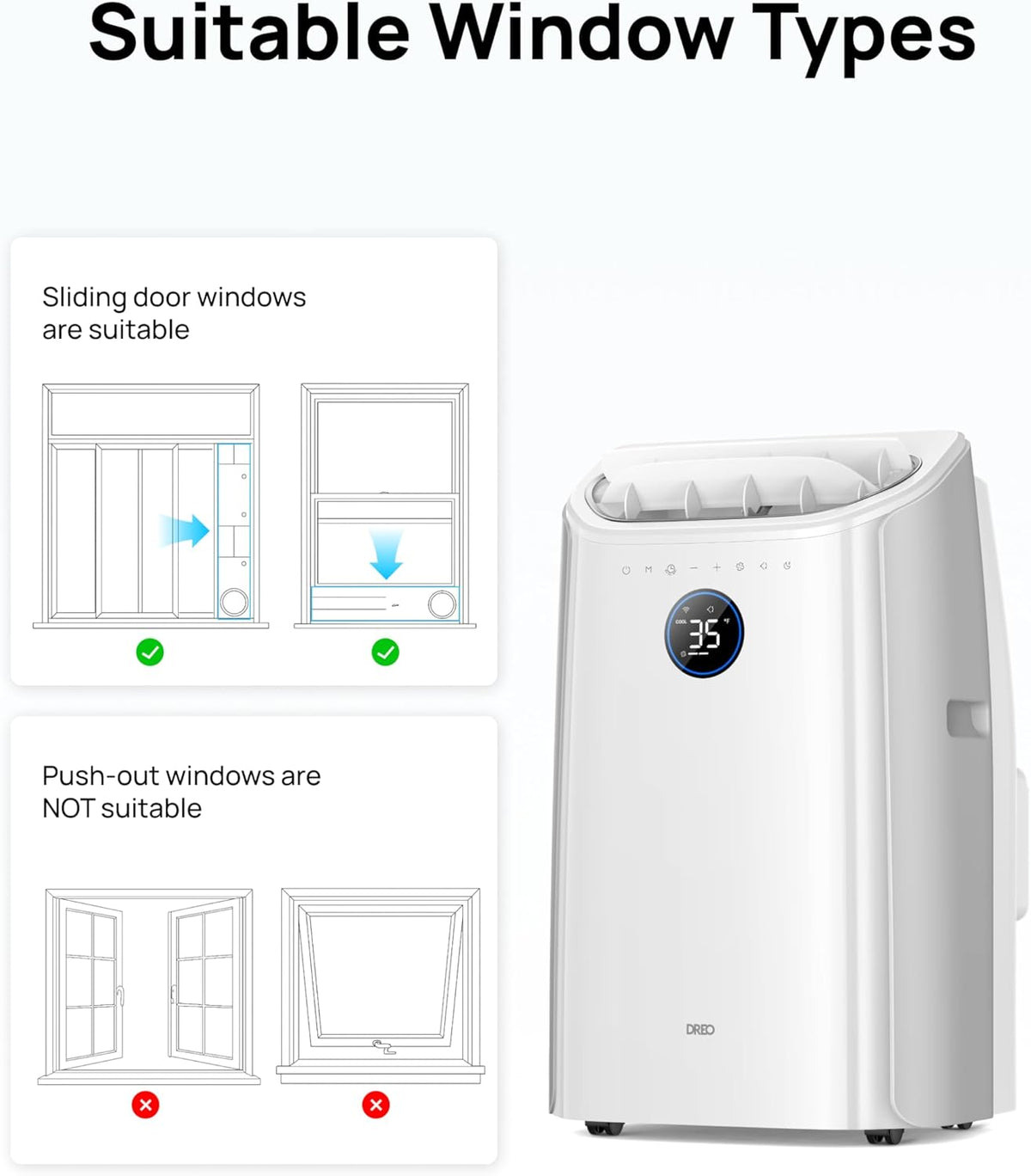 12,000 BTU Portable Air Conditioner with Smart App & Voice Control – 3-in-1 Cooling, Fan & Dehumidifier