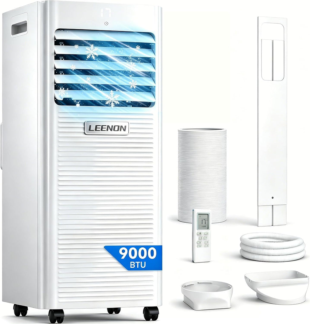 9,000 BTU Portable Air Conditioner 4-in-1 – Cooling, Dehumidifier, Fan, Sleep Mode, Remote
