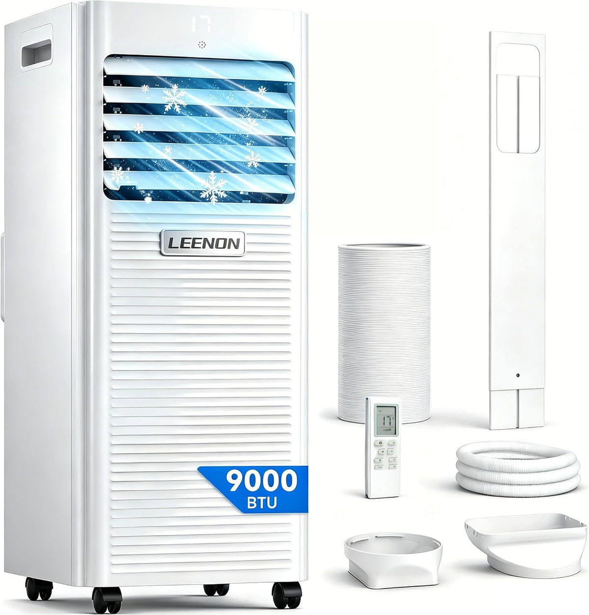 9,000 BTU Portable Air Conditioner 4-in-1 – Cooling, Dehumidifier, Fan, Sleep Mode, Remote