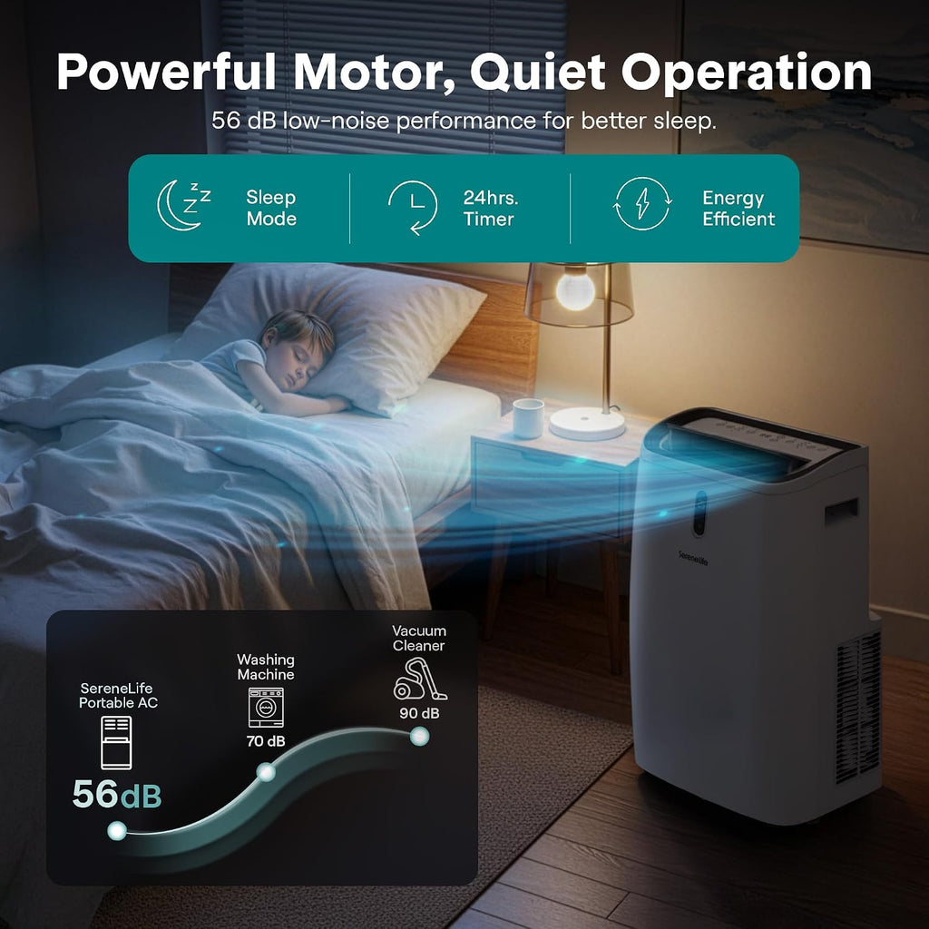 12,000 BTU WiFi Smart Portable Air Conditioner – Cooling, Fan & Dehumidifier, 24hr Timer, Remote, Window Kit