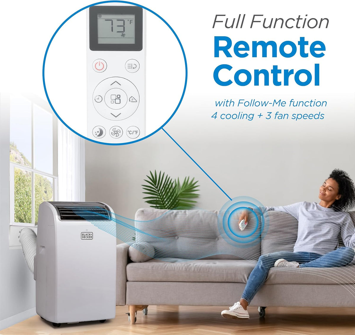 14,000 BTU Portable Air Conditioner – 3-in-1 Cooling, Fan & Dehumidifier, Remote, Window Kit