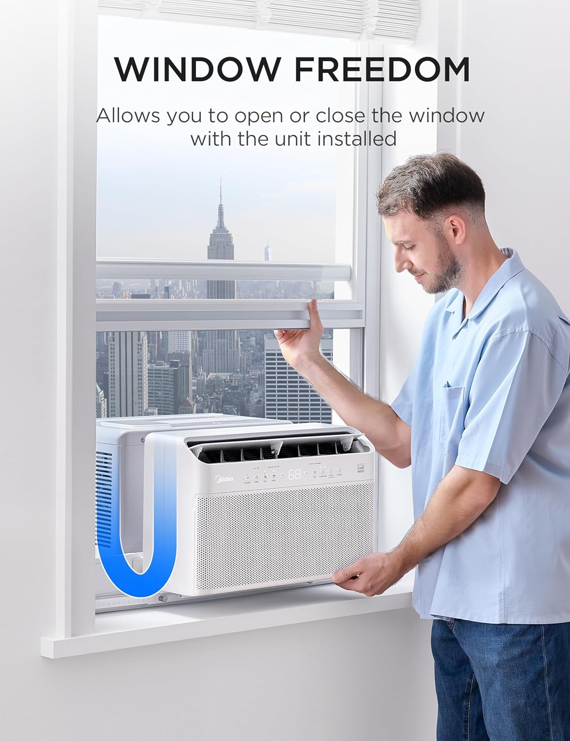 8,000 BTU U-Shaped Smart Inverter Window Air Conditioner – Cools up to 350 sq ft, Ultra Quiet, Alexa/Google Assistant Compatible