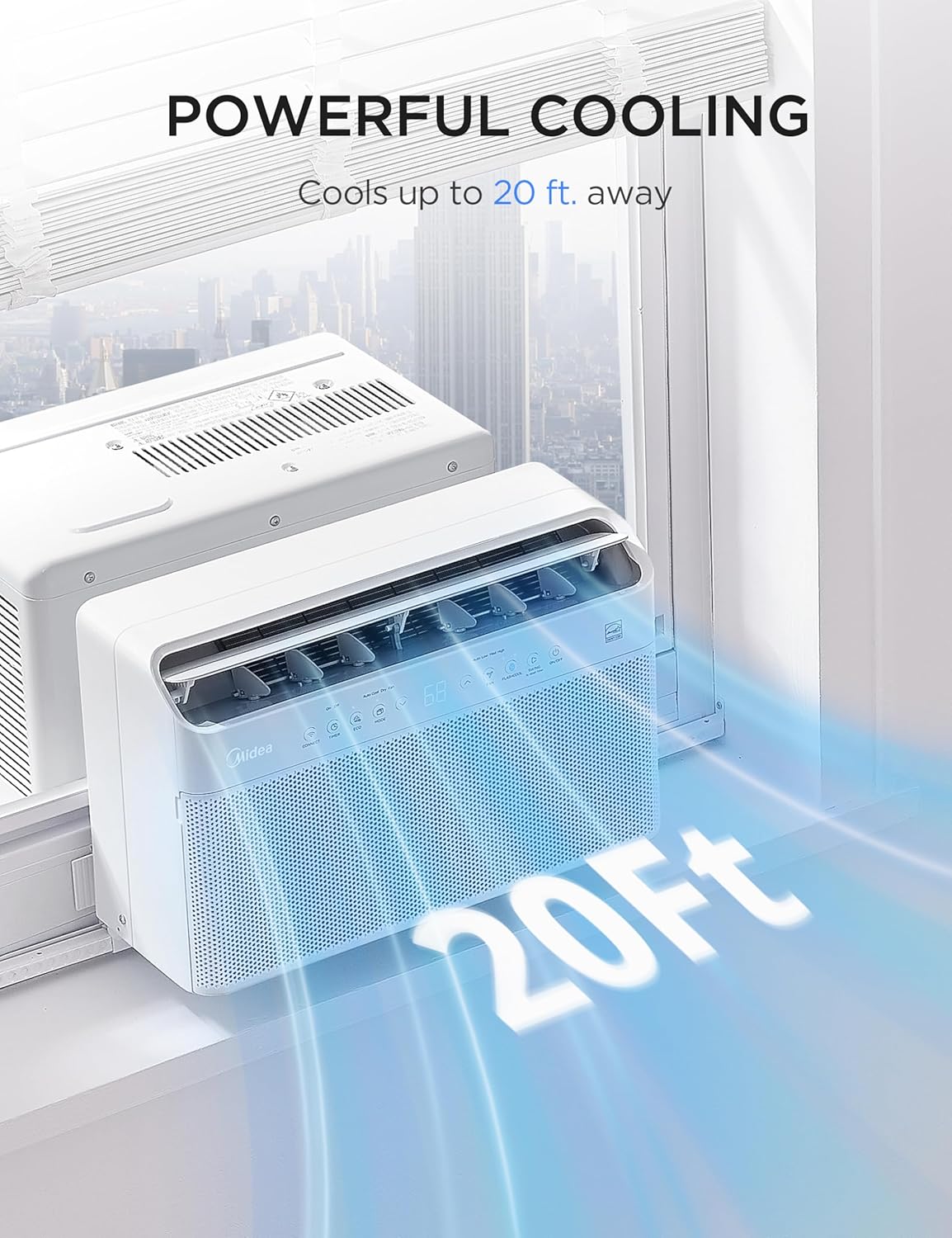 8,000 BTU U-Shaped Smart Inverter Window Air Conditioner – Cools up to 350 sq ft, Ultra Quiet, Alexa/Google Assistant Compatible