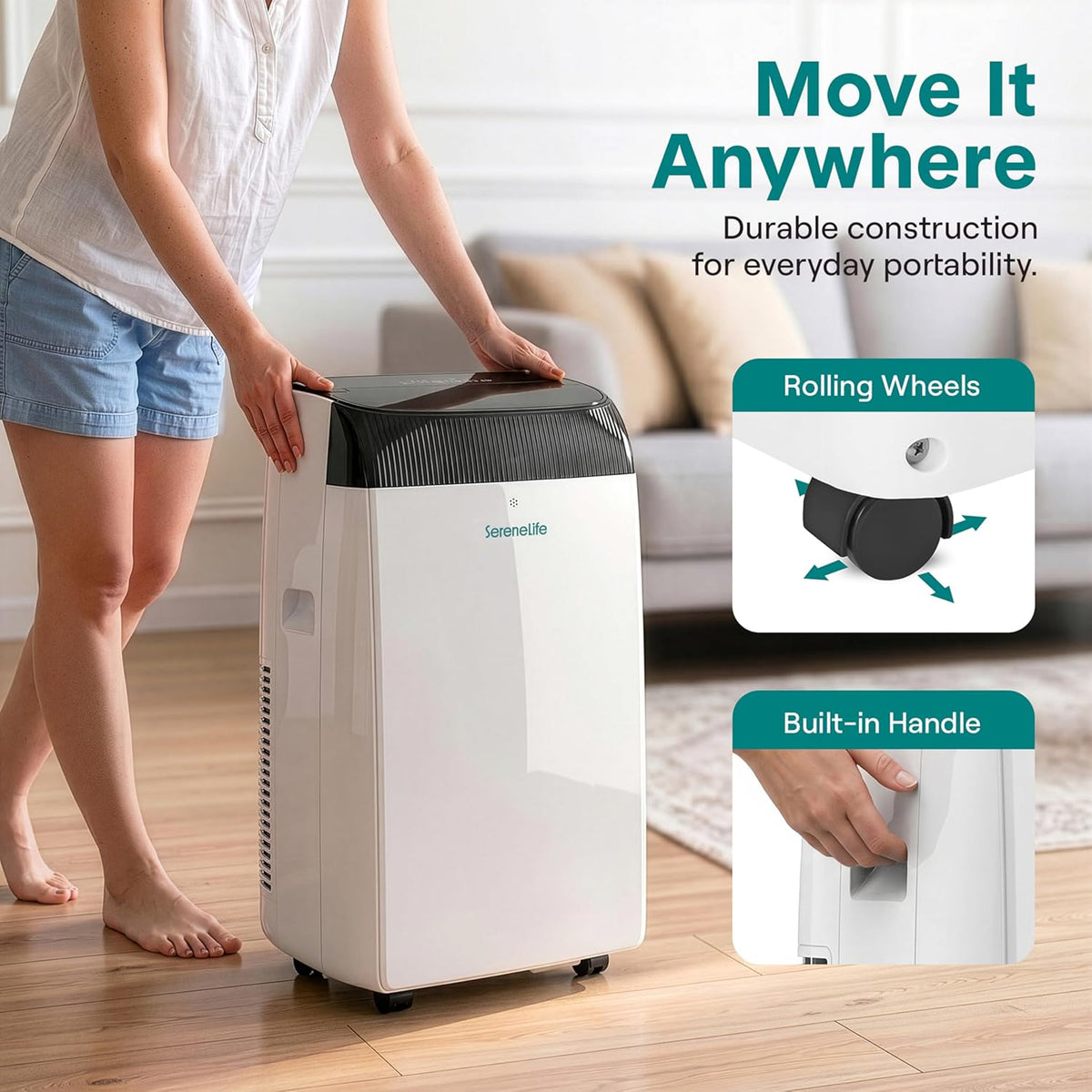 WiFi 12,000 BTU Portable Air Conditioner – Self-Evaporating, Cooling, Fan, Dehumidifier, Sleep