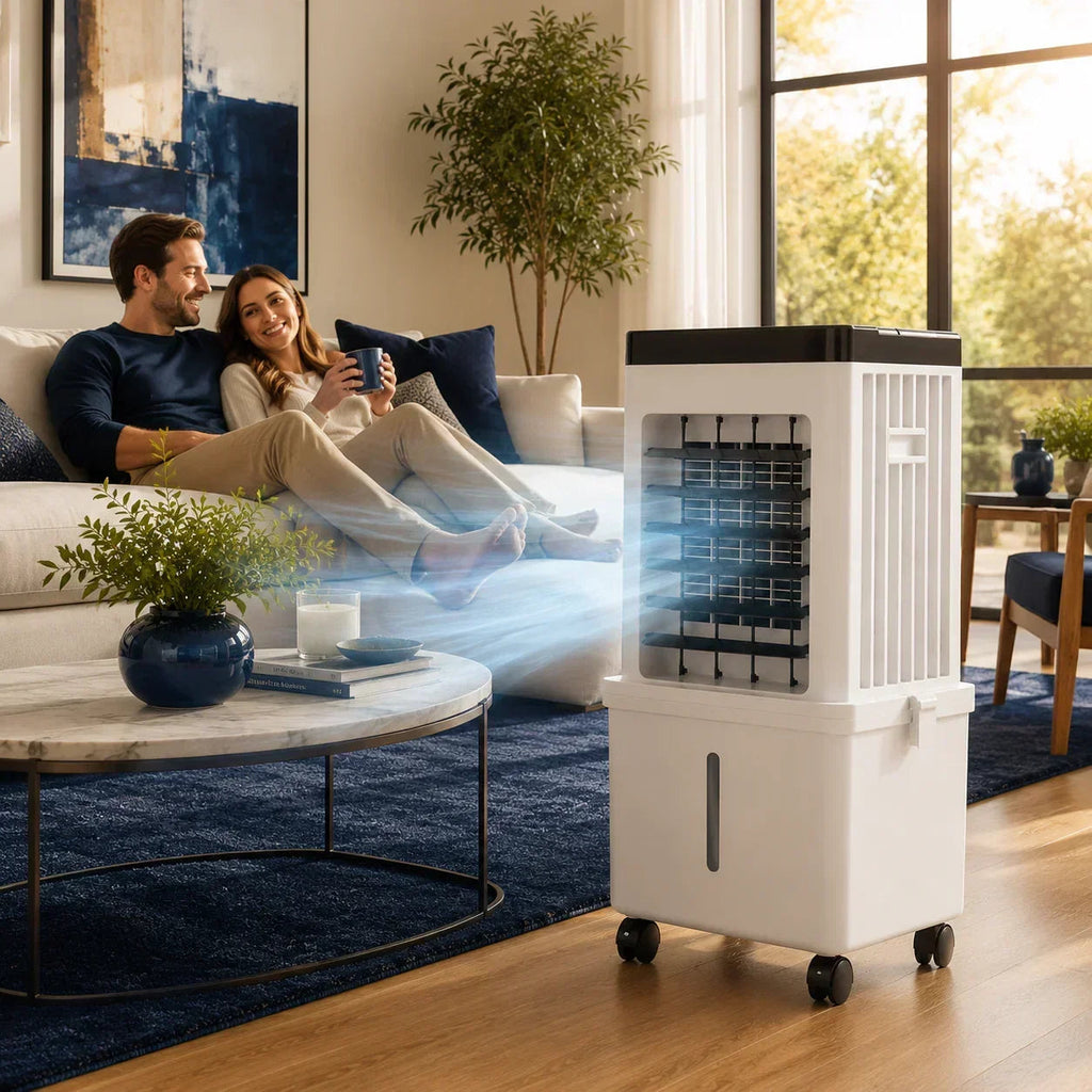 4-in-1 Air Cooler with 15L Water Tank – 3 Speeds, 120° Oscillation, 12hr Timer, Remote
