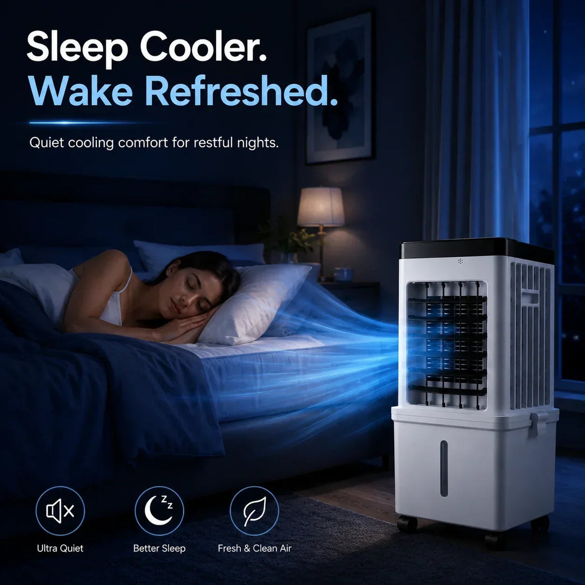 4-in-1 Air Cooler with 15L Water Tank – 3 Speeds, 120° Oscillation, 12hr Timer, Remote